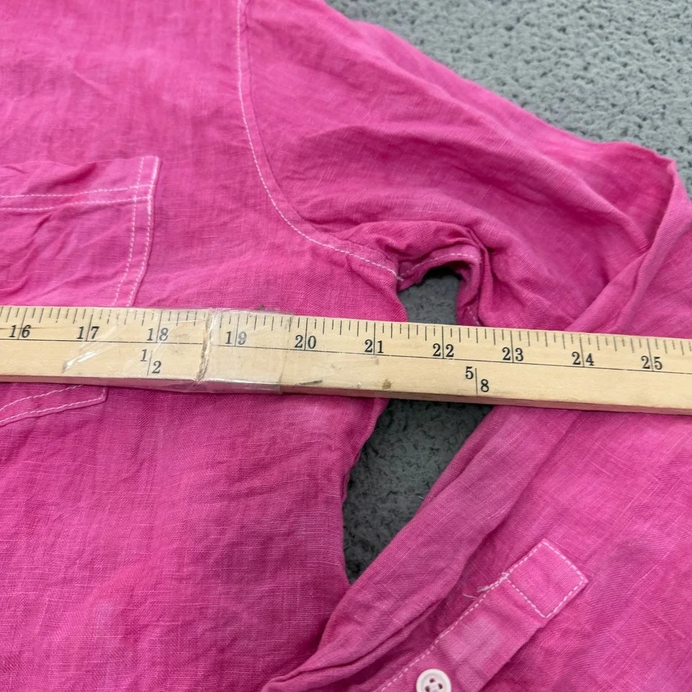 JCrew Baird McNutt Irish Linen Shirt Womens Size 10 Hot Pink Garcon Classic Fit